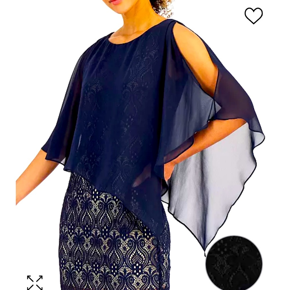 Connected Apparel dress. Size 8P Navy with nude underlay